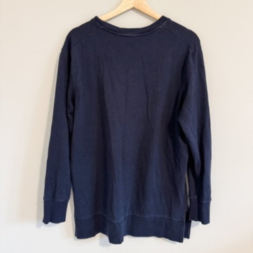 Daily Ritual Navy Blue French Terry Tunic Pullover Size M Split Hem Soft Cozy - Picture 5 of 5